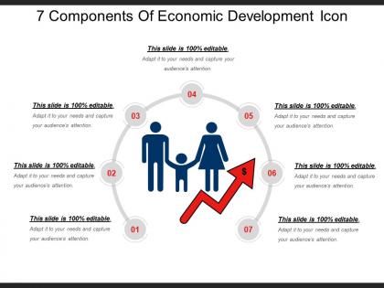 7 components of economic development icon ppt examples