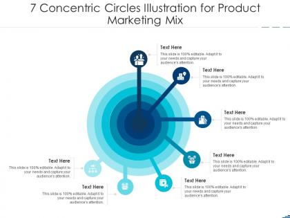 7 concentric circles illustration for product marketing mix infographic template