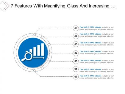 7 features with magnifying glass and increasing performance icon