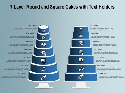7 layer round and square cakes with text holders