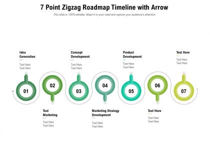 7 point zigzag roadmap timeline with arrow