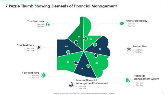 7 Puzzle Thumb Showing Elements Of Financial Management