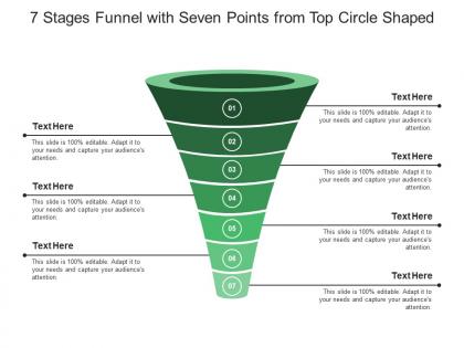 7 stages funnel with seven points from top circle shaped