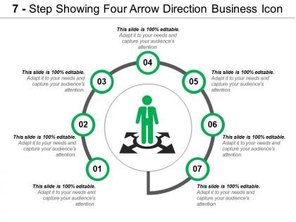 7 step showing four arrow direction business icon