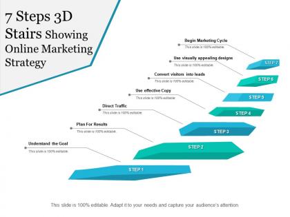 7 steps 3d stairs showing online marketing strategy