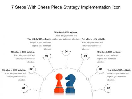 7 steps with chess piece strategy implementation icon