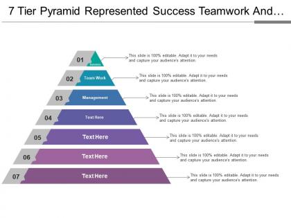 7 tier pyramid represented success teamwork and management