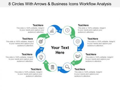 8 arrows and business icons workflow analysis