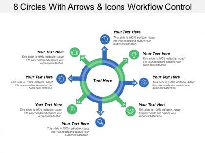 8 circles with arrows and icons workflow control