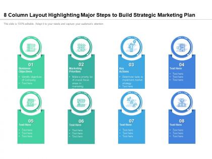 8 column layout highlighting major steps to build strategic marketing plan