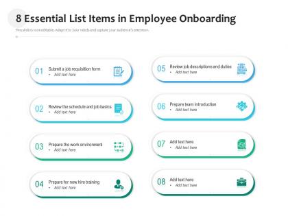 8 essential list items in employee onboarding