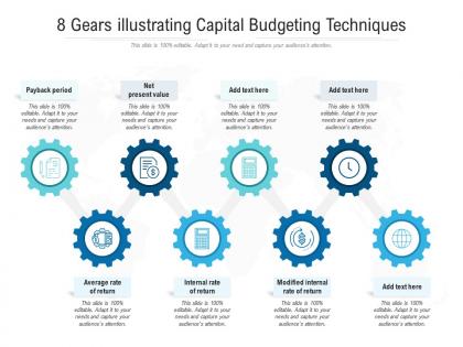 8 gears illustrating capital budgeting techniques