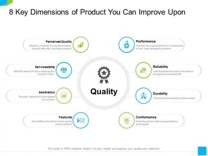 8 key dimensions of product you can improve upon actual ppt powerpoint presentation model