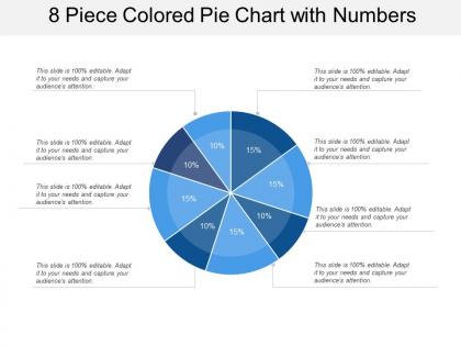 8 piece colored pie chart with numbers