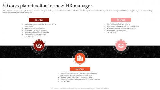 90 Days Plan Timeline For New HR Manager