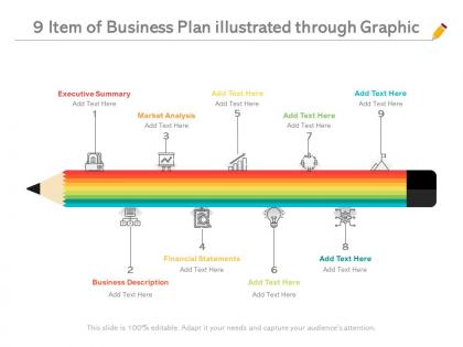 9 item of business plan illustrated through graphic