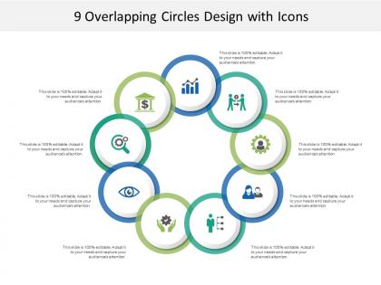 9 overlapping circles design with icons