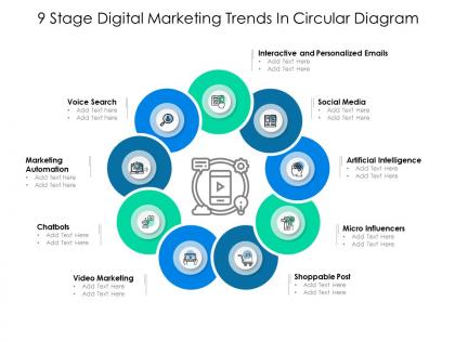 9 stage digital marketing trends in circular diagram