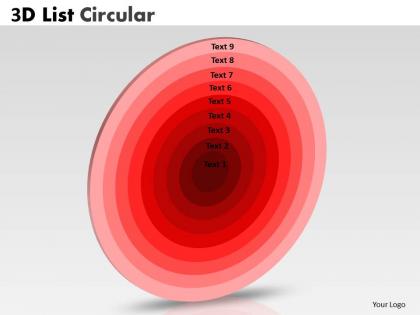 9 staged red colored circular chart