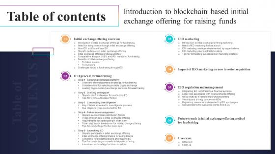 A81 Introduction To Blockchain Based Initial Exchange Offering For Raising Funds Table Of Contents BCT SS