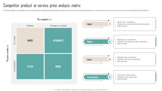 A98 Competitor Product Or Service Price Analysis Matrix Competitor Analysis Guide To Develop MKT SS V