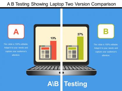A b testing showing laptop two version comparison