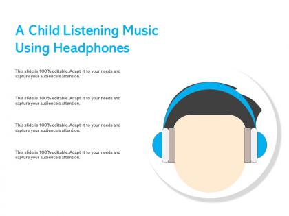 A child listening music using headphones
