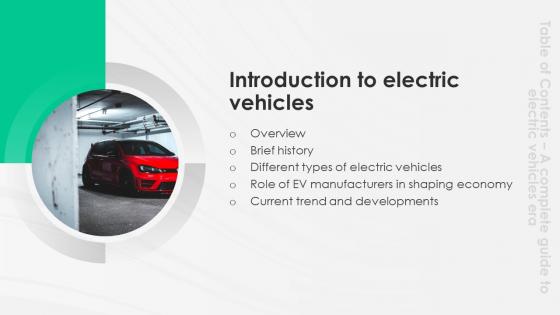 A Complete Guide To Electric Introduction To Electric Vehicles For Table Of Contents