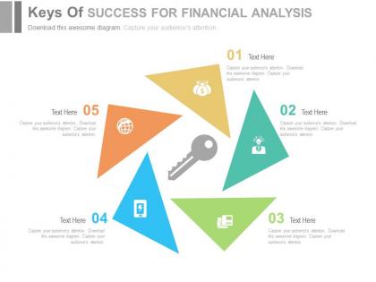 A five staged key of success for financial analysis flat powerpoint design