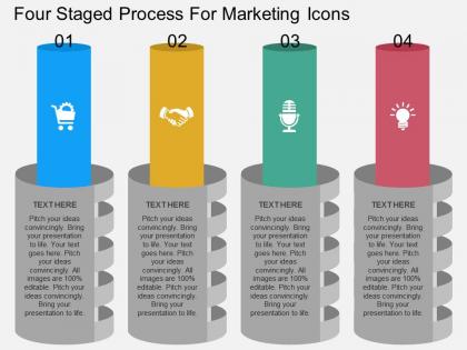 A four staged process for marketing icons flat powerpoint design