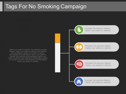 A four tags for no smoking campaign flat powerpoint design