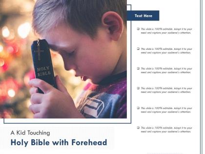A kid touching holy bible with forehead