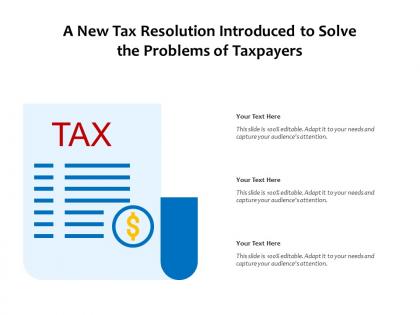 A new tax resolution introduced to solve the problems of taxpayers