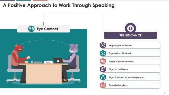 A Positive Approach To Work Through Speaking Eye Contact Training Ppt