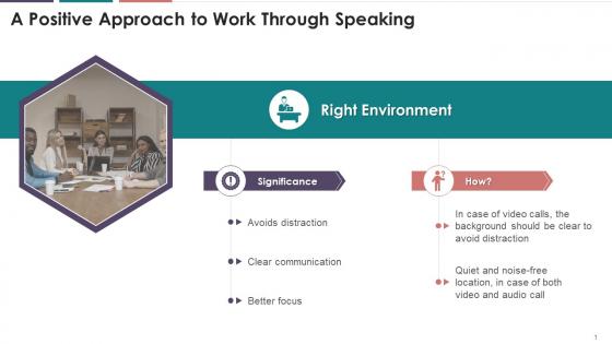 A Positive Approach To Work Through Speaking Right Environment Training Ppt