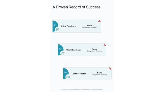 A Proven Record Of Success One Pager Sample Example Document