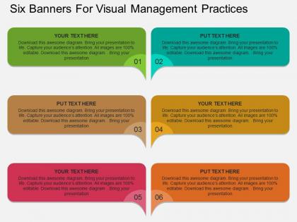 A six banners for visual management practices flat powerpoint design