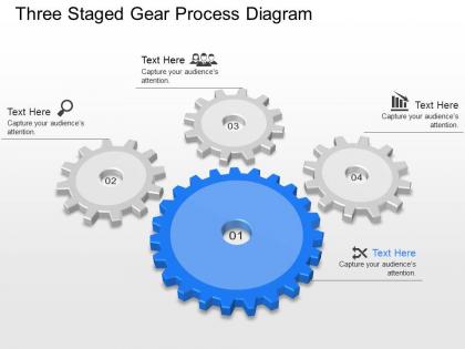 Aa four staged gear process diagram powerpoint template slide