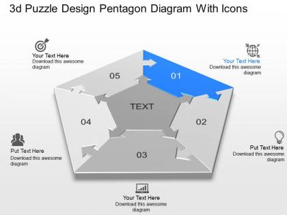 Ab 3d puzzle design pentagon diagram with icons powerpoint template