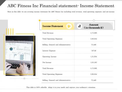 Abc fitness inc financial statement income statement expenses ppt powerpoint presentation model