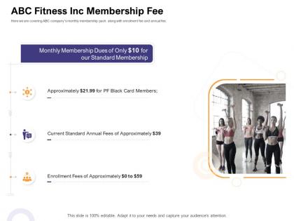 Abc fitness inc membership fee how enter health fitness club market ppt template files
