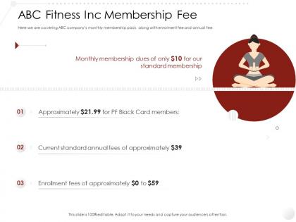 Abc fitness inc membership fee market entry strategy gym health fitness clubs industry ppt summary