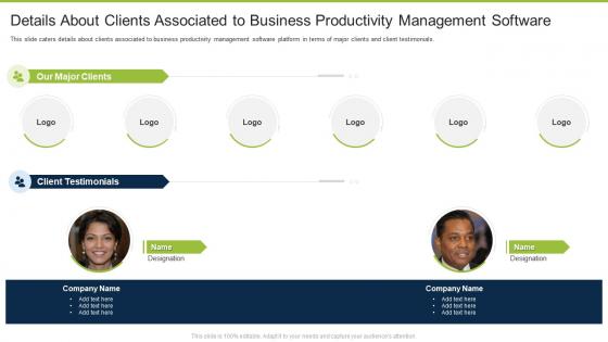 About clients associated to business productivity management software
