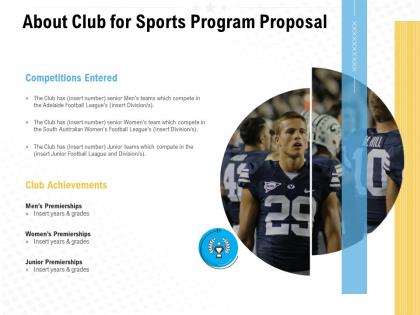 About club for sports program proposal ppt powerpoint presentation background designs