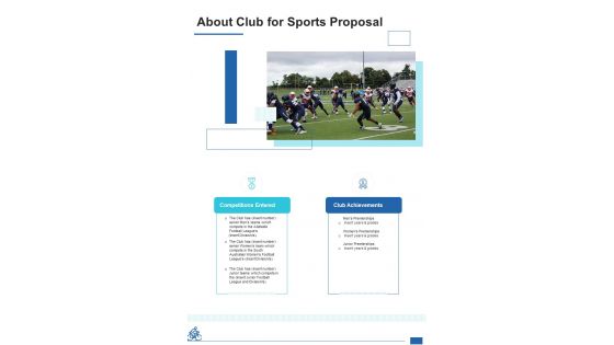 About Club For Sports Proposal One Pager Sample Example Document
