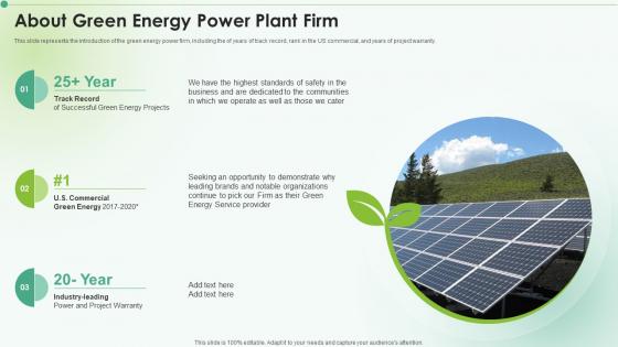 About Green Energy Power Plant Firm Clean Energy Ppt Powerpoint Presentation Icon Designs
