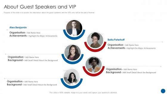 About Guest Speakers And Vip Sponsorship Pitch Deck For Business Event