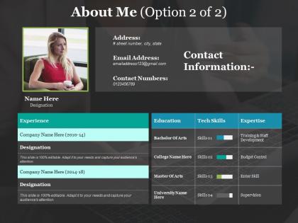 About me education i76 ppt powerpoint presentation file infographic template