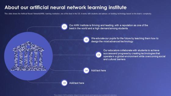 About Our Artificial Neural Network Learning Institute Ppt Introduction