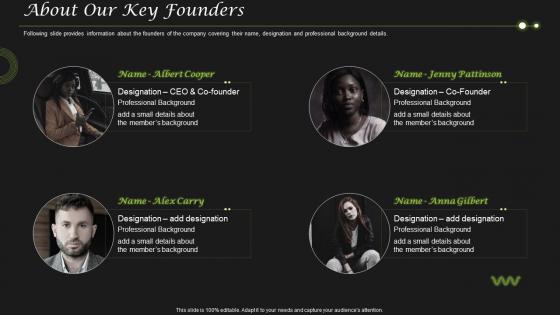 About Our Key Founders Business Pitch Deck For Food Start Up